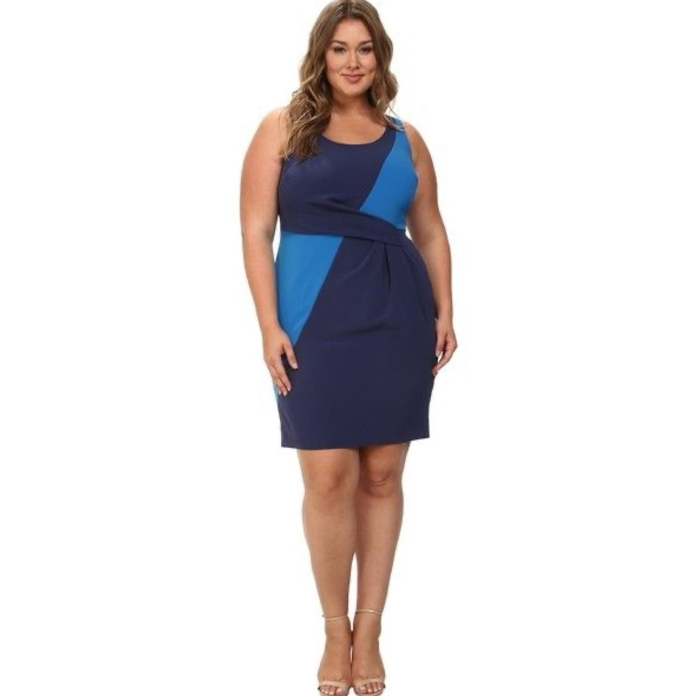 Mynt 1792 Plus Size Pleated Sheath Dress Blue Size 26